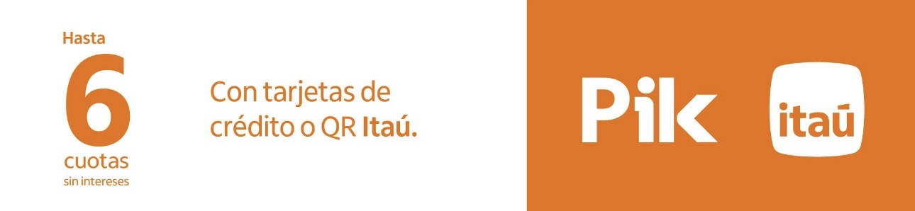 Hasta 6 cuotas sin intereses con tarjetas de crédito o QR Itaú
